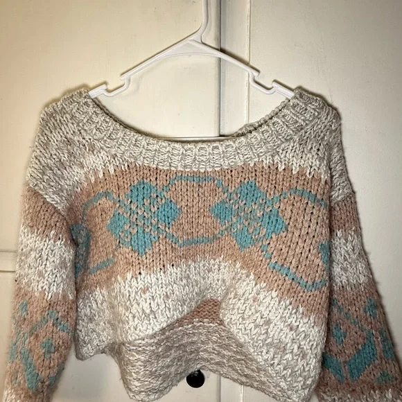 FREEPEOPLE fair isle cropped sweater size Medium women’s - Picture 3 of 6
